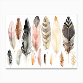 Watercolor Feathers 5 Canvas Print
