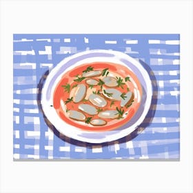 A Plate Of Anchovies, Top View Food Illustration, Landscape 3 Canvas Print