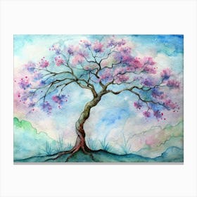 Watercolor Illustration Of A Flowering Tree Canvas Print