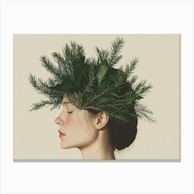 Girl With A Wreath On Her Head Canvas Print