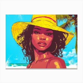 Illustration of an African American woman at the beach 5 Canvas Print