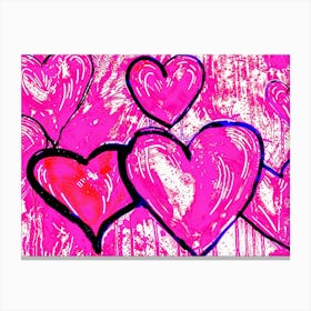 Pink Hearts Canvas Print