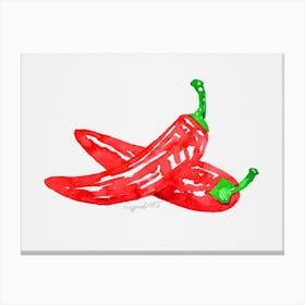 Red Chili Peppers watercolor artwork Canvas Print