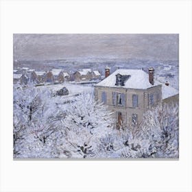 Vintage Winter Village Painting Canvas Print