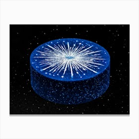 Abstract Illustration Of A Bright Blue And Black Double Star Radiating A Glow With A Pattern Of Twi (5) Canvas Print