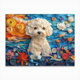 Bichon Frise Paper Quilling Dog Portrait II Canvas Print