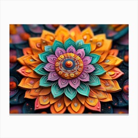 3d Detailed Mandala with Vibrant Colors 4 Canvas Print