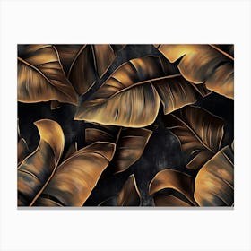 Grunge Bronze Banana and Palm Leaves Canvas Print