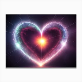 A Colorful Glowing Heart On A Dark Background Horizontal Composition 74 Canvas Print