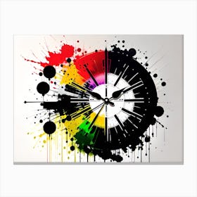 Splatter Wall Clock Canvas Print