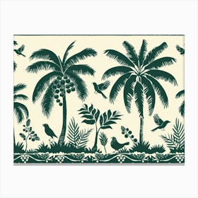 Palm Trees And Birds Canvas Print