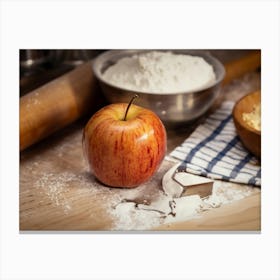 Apple On A Cutting Board Canvas Print