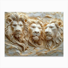 A Captivating 3d Art Featuring Stunning Crafted Lions Canvas Print