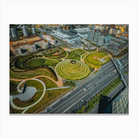 Italy City Print. Aerial View Milan, Italy. Italy Street Art. Parco del Portello Canvas Print