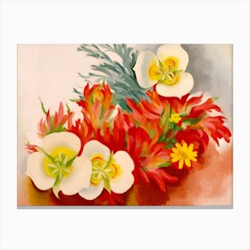 Georgia O'Keeffe - Mariposa Lilies and Indian Paintbrus Canvas Print