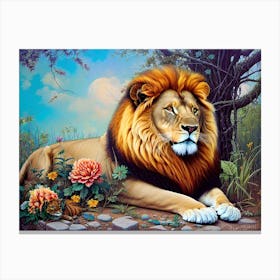 Lion In The Forest 2 Canvas Print