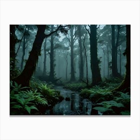 Alone in Dark Forest Canvas Print