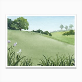 Watercolor Of A Green Field Canvas Print