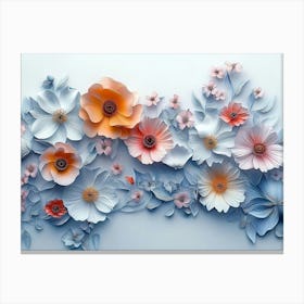 3d Artwork Featuring A Lush Array Of Flowers Set Canvas Print