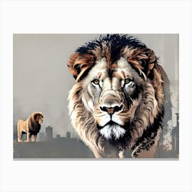 Lions In The City Canvas Print