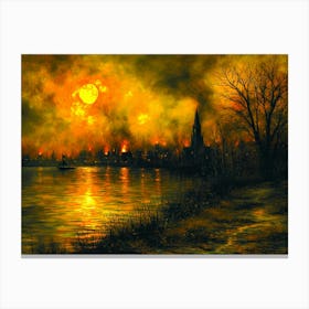 City by the river Canvas Print