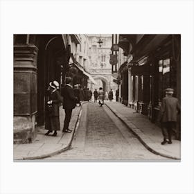 Old Photo Of A Narrow Street With People 3302247 Canvas Print