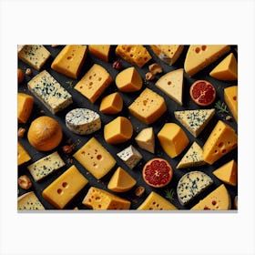 Cheese On A Black Background Canvas Print