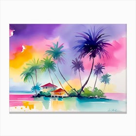 Palm Trees At The Beach Canvas Print