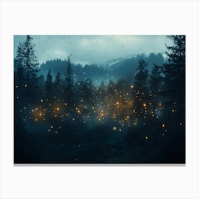 Fireflies In The Forest Canvas Print