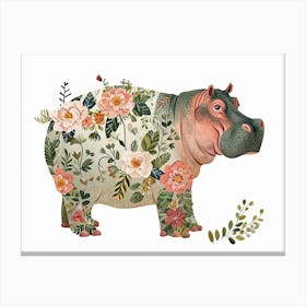 Little Floral Hippopotamus 1 Canvas Print