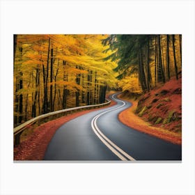 Autumn Road In The Forest Canvas Print