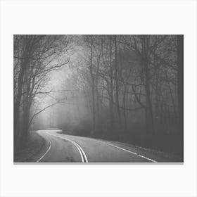 Foggy Road B&W Canvas Print