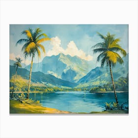 Palm Trees In The Water Canvas Print