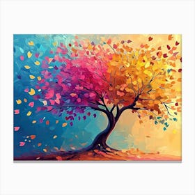 Elegant Colorful Tree With Colorful Leaves Background Canvas Print