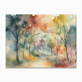 Watercolor Of A Forest 3 Canvas Print