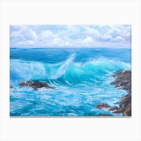 Storm in the sea oil painting art print Canvas Print