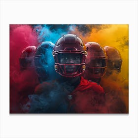 Football Players In Smoke Canvas Print