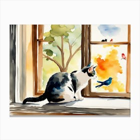 Cat In The Window Canvas Print