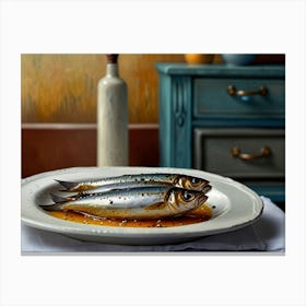 Two Sardines On A Plate Canvas Print