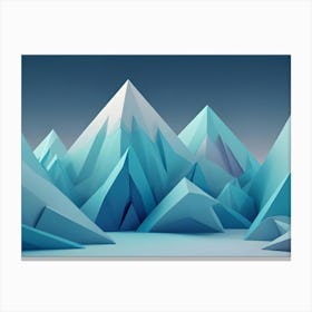 An Abstract Image Of Geometric Mountains In Shades Of Blue, Creating A Dynamic And Layered Landscape Canvas Print