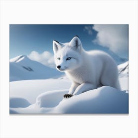 Playful Arctic Fox In The Snow Canvas Print