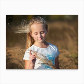 Little Girl In The Field 1 Canvas Print