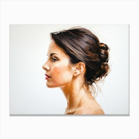 Side Profile Of Beautiful Woman Oil Painting 65 Canvas Print