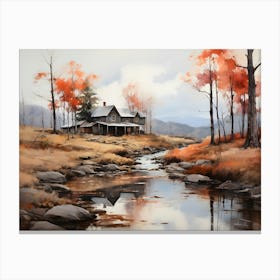 Cabin By The Stream Canvas Print