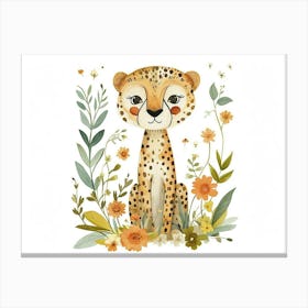 Little Floral Cheetah 1 Canvas Print