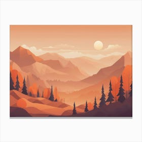 Misty mountains horizontal background in orange tone 30 Canvas Print