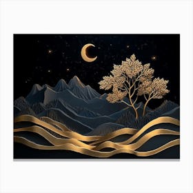 Night Sky With Tree And Moon Stampe su tela