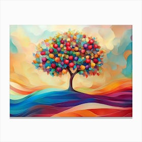 Elegant Colorful With Vibrant Apple Tree 1 Canvas Print