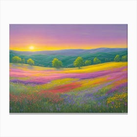 Sunset In The Meadow Canvas Print