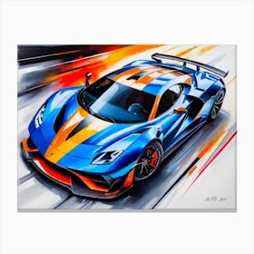 Super Car Top View - Color Line Painting Canvas Print